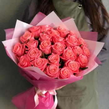 Розовые розы 50 см 25 шт. (Россия)
